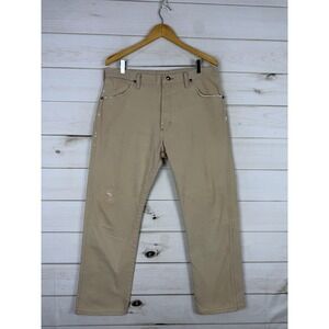 Vintage Wrangler Jeans Mens 36x30 Beige Denim Cowboy Cut 13MWZTN Distressed USA